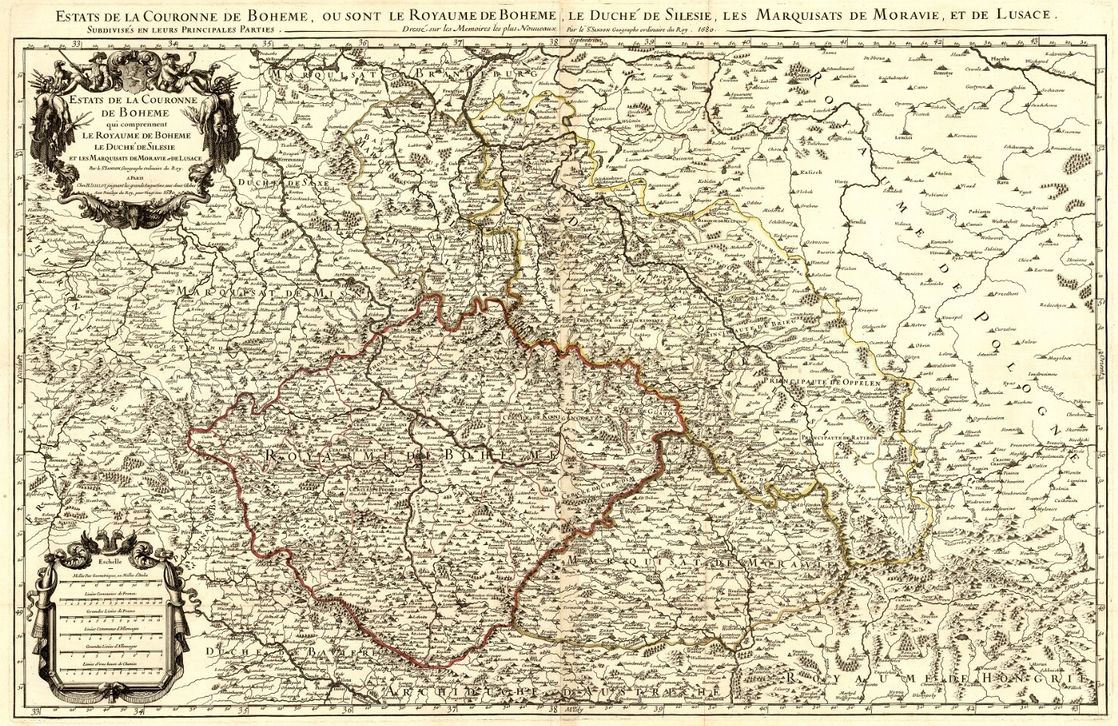  Sanson, Guillaume, 1633-1703, Mapa Čech, Moravy a Slezska