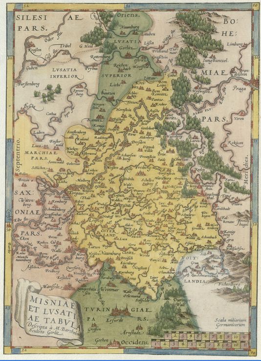 Scultetus Bartholomaeus, 1540-1614 mapa Saska